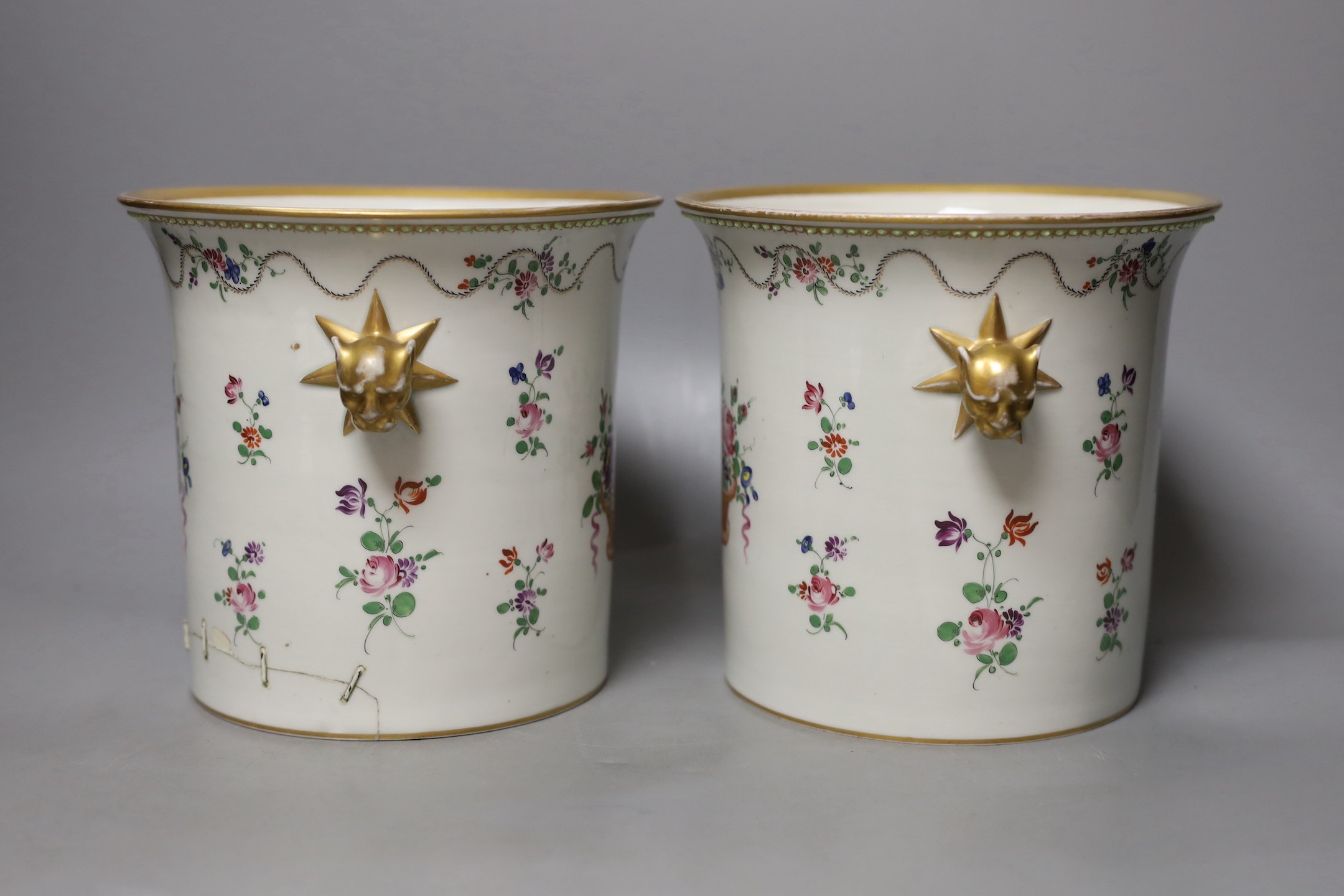 A pair of French Samson-type wine coolers, 17cm high.